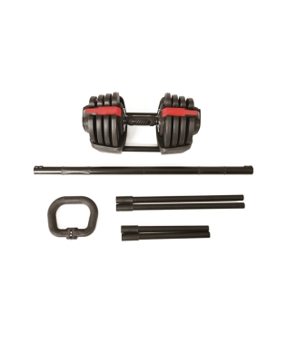 Set 3 in 1 manubrio, bilanciere, kettlebell (2) a carico regolabile con selezionatore 