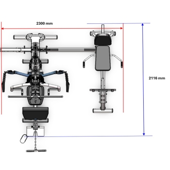 Stazione multifunzione MSX-300 pacco pesi 102 kg e doppio cavo libero