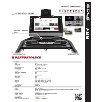 Tapis Roulant Sole Fitness F89 TFT 21.5"  